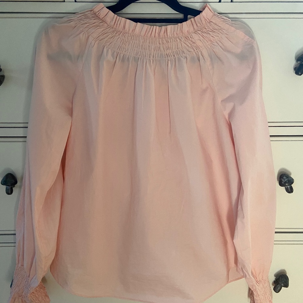 Rebecca Taylor Cotton Ruched Neck Blouse